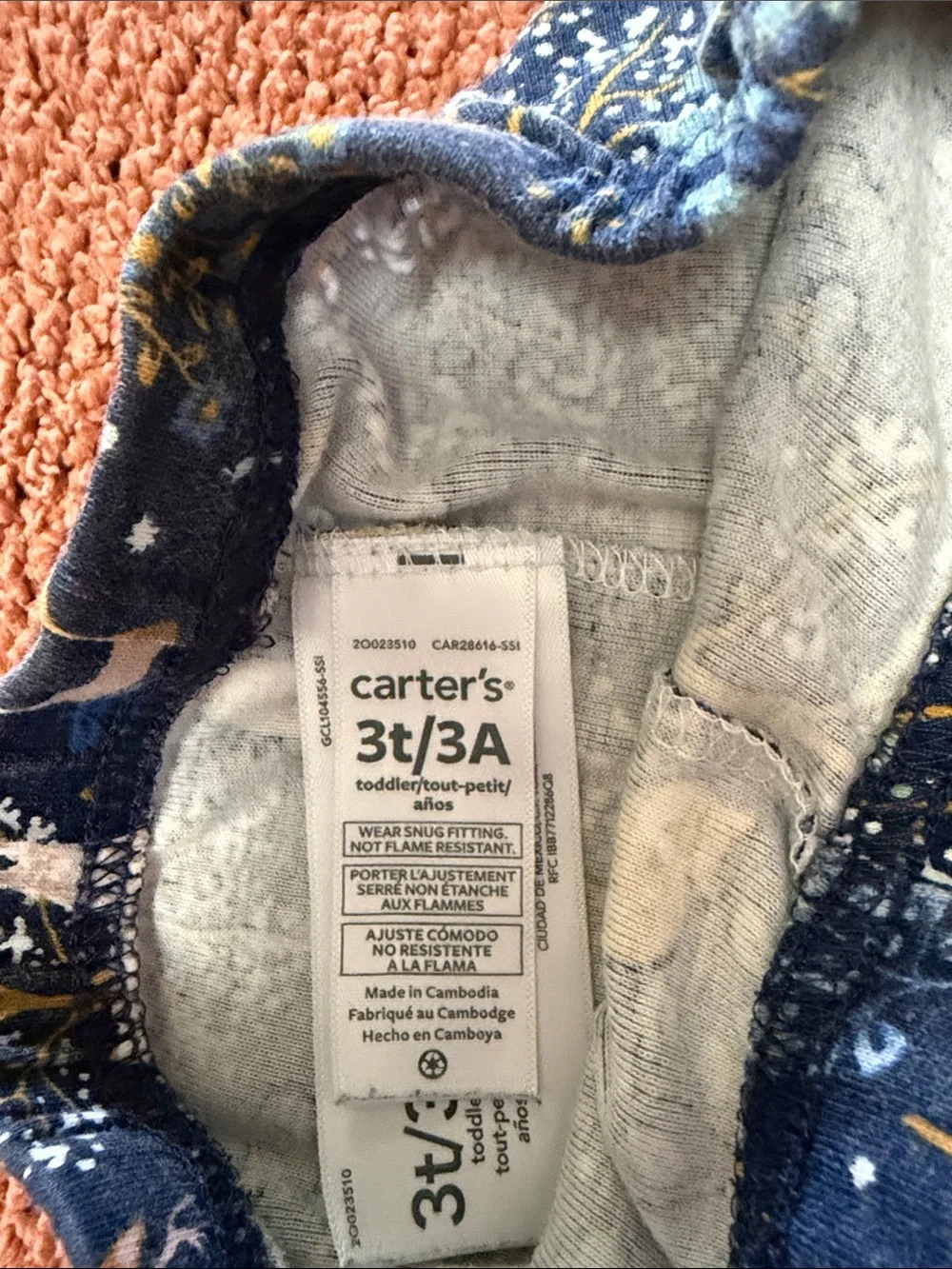 Carter's Navy Leggings with Gold & White Deer Print